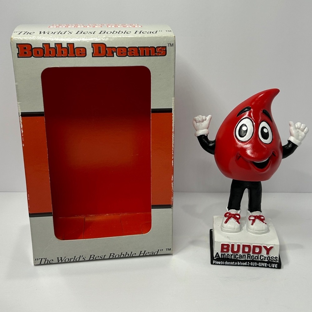 American Red Cross Buddy Blood Drop Bobblehead Mascot Bobble Dreams with Box